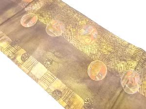 引き箔丸紋に更紗模様織り出し名古屋帯